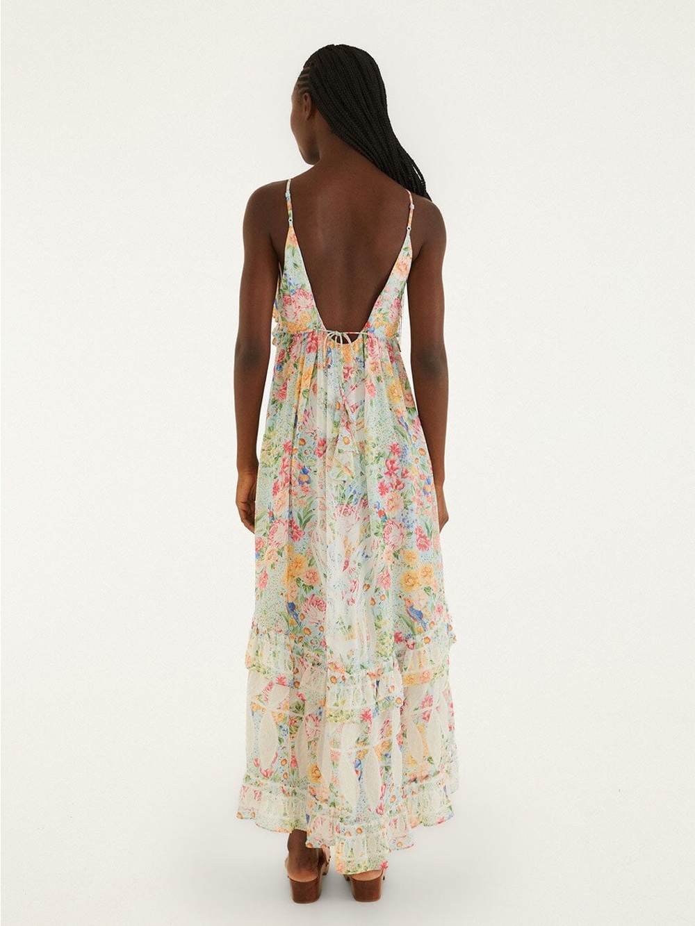 NWT FARM Rio Multicolor Rendeira Ruffled Sleeveless Maxi Dress - Picture 12 of 13